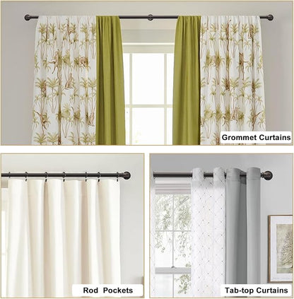 2PCS Industrial Curtain Rods for Windows 18 to 88 Inches Adjustable Length, 1 Inch Diameter, with Aluminium Finials (Antique Red Bronze, 18” to 88”2PCS)