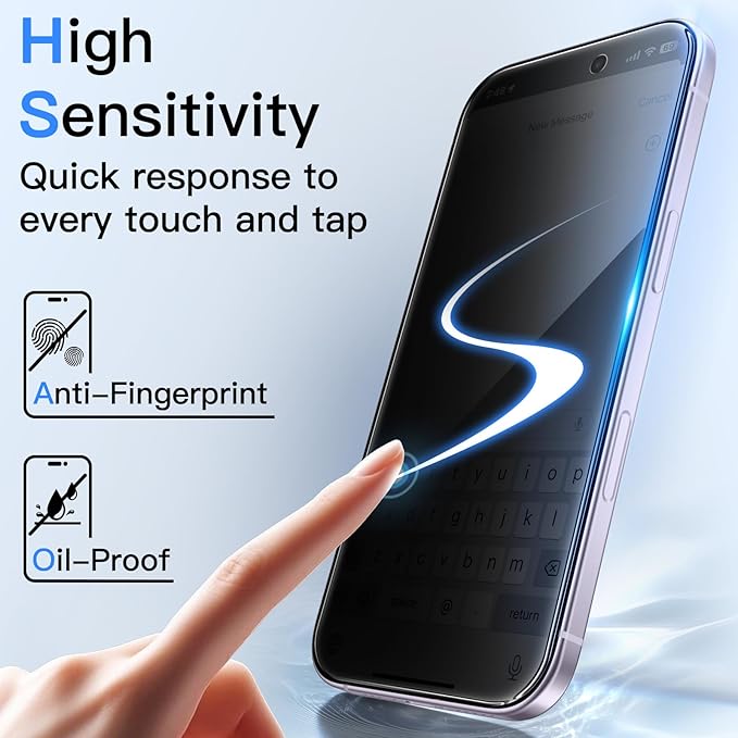 JETech Privacy Screen Protector for iPhone 17 6.3-Inch with Camera Lens Protector, Anti-Spy Tempered Glass Film, Easy Installation Tool, 2-Pack Each