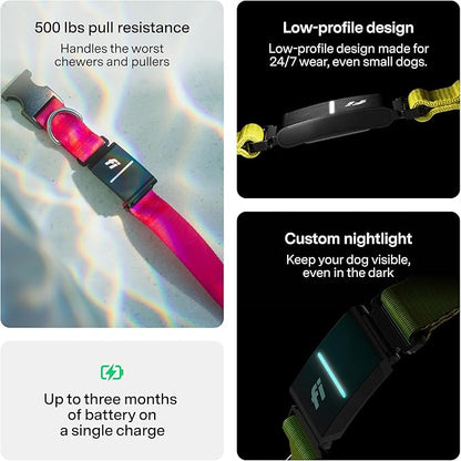 New Fi Series 3+ Smart Dog Tracker Collar [12 Month Membership Included] GPS Tracker for Dogs with Health & Behavior Monitoring, Escape Alerts, Waterproof, LED, Apple Watch Compatible (Blue, X-Large)