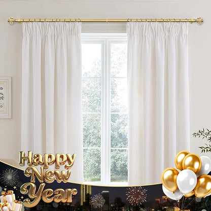 1 Inch Gold Curtain Rods for Windows 72 to 144 Inches (6 to 12 ft), USFOOK Telescoping Single Drapery Rod, Decorative Curtain Rod with Luxury Translucent Finials