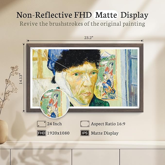BSIMB Large Digital Picture Frame 24 Inch, 1920x1080 FHD WiFi Digital Photo Frame Electronic 32GB, Wall Mount Included, Share Pictures/Videos via App Easy Setup Gifts for Mom(Non-Touch), Dark Wood