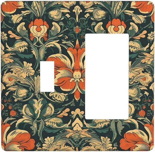 Outlet Covers William Morris Abstract Floral Plant Pattern Orangeyellowgreen 1 Toggle 1 Rocker Combination Decorative Wall Plate Electrical Switch Plates Light Switch Cover Plate for Bedroom