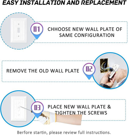 Modern Decorative Wall Plate Retro Wood Grain design Switch Cover Outlet Cover for Light Switch, Smart Switch, Dimmer, GFCI, USB Outlet (10 Pack, Single Toggle)