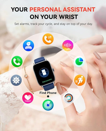 Smart Watches Fitness Tracker for Men Women with Step Counter, Sleep / Calorie Monitor, Pedometer, IP68 Waterproof, 120+ Sports for iPhone Android, 1.91”HD Touchscreen Smartwatch (Casual, Blue, 1.91)