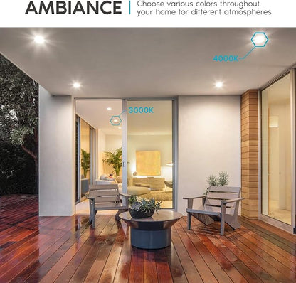 LUXRITE 4 Inch Square Recessed LED Can Lights, CCT Color Temperature Selectable 2700K | 3000K | 3500K | 4000K | 5000K, Dimmable Recessed Lights, 750 Lumens, CRI 90, Energy Star, Wet Rated (6 Pack)
