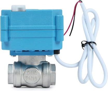 U.S. Solid 3/8" 3 Way Stainless Steel Motorized Ball Valve AC110-230V, L Type Water Shutoff Valve with Manual Function, Standard Port