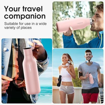 VSITOO 33oz Smart Self Cleaning Water Bottle，Insulated Water Bottle with Stainless Steel, BPA-Free, AI Self-Clean, 30-Day Battery, Magnetic Charging for Travel, Gym or Office, Pink