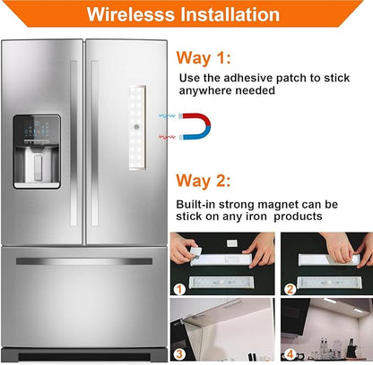 Diomart Under Cabinet Lights, Rechargeable Motion Sensor Light Indoor Night Lights, 58 LED Wireless Under Counter Lighting with Remote Control for Kitchen, Wardrobe, Hallway, Stairs (6 Pcs)