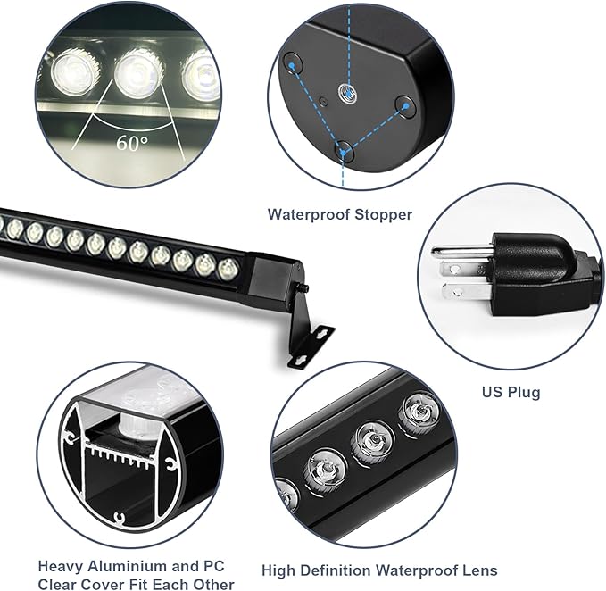 72W LED Wall Washer Light Bar, 4FT 4000K Neutral White Outdoor Wall Washer Lights, 120V Waterproof IP67 LED Light Bar for Outdoor (2 Pack)