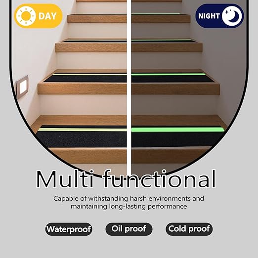 Huakaile Glow in The Dark Tape Anti Slip Grip Tape, 1.96" x 16.4Ft Luminous Reflective Tape, Waterproof Non Skid Traction Tape Strips for Outdoors Steps Indoor Stairs Treads Ladder Floor