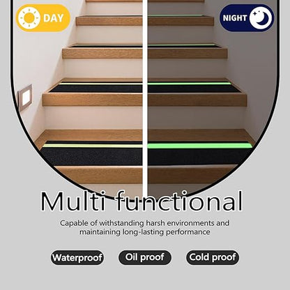 Huakaile Glow in The Dark Tape Anti Slip Grip Tape, 1.96" x 16.4Ft Luminous Reflective Tape, Waterproof Non Skid Traction Tape Strips for Outdoors Steps Indoor Stairs Treads Ladder Floor