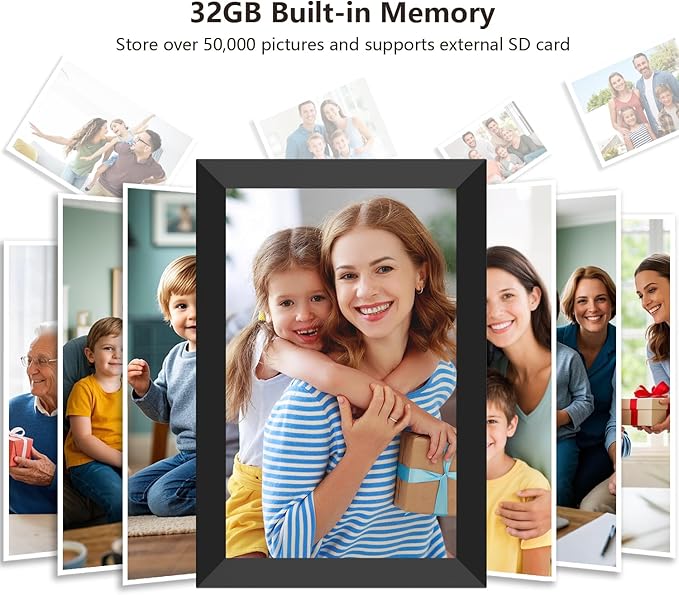 SSAWIFIFRAME Digital Photo Frame 10.1 inch WiFi Digital Picture Frame IPS Touch Screen 32GB Storage Auto-Rotate Easy Setup to Share Photos & Videos via SSA WiFi Frame App from Anywhere