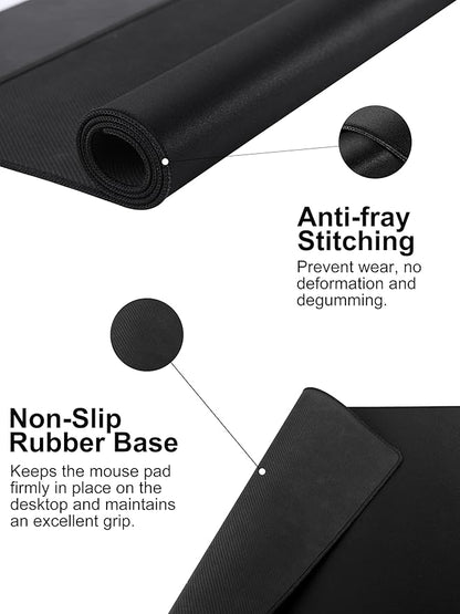TopMade Wireless Charging Mouse Pad, Waterproof Gaming Mousepad with Ultra-Smooth Surface, Non-Slip Base, 31.5"x15.75" XXL Large Desk Pad, Classic Black Computer Desk Mat for MacBook, PC, Laptop