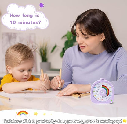 Visual Timer – Rainbow Magnetic Timer for Classroom, 60min/12h Rechargeable Countdown Timers, Silent Pomodoro Timers for Kids & Adults with ADHD
