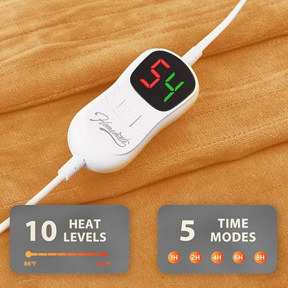 Homemate Electric Heated Blanket King Size - 100"x90" Heating Blanket King Size Dual Control 1/2/4/6/8 Hours Auto-Off 10 Heat Level Over-Heat Protection Flannel Sherpa ETL Certification