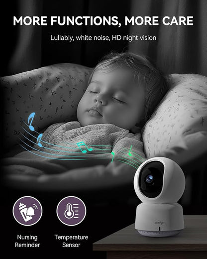 Hybrid Video No WiFi & Smart WiFi Baby Monitor - 5" 1080P Split Screen & 2K Camera App Control, Motion Alerts, Sound Detection, HD Night Vision, 5050mAh Battery,Triple Security, 1600ft Range
