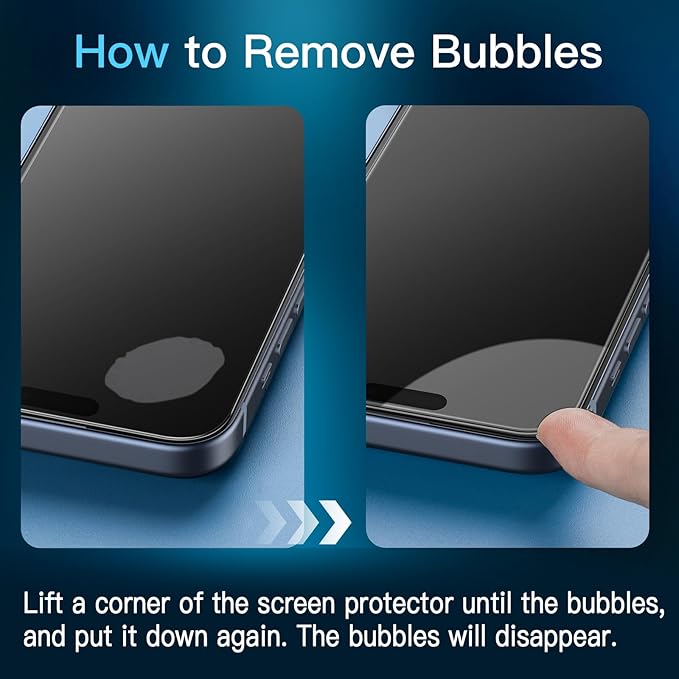 JETech Privacy Screen Protector for iPhone 15 Pro Max 6.7-Inch with Camera Lens Protector, Anti-Spy Tempered Glass Film, Easy Installation Tool, 2-Pack Each