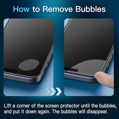 JETech Privacy Screen Protector for iPhone 15 Pro Max 6.7-Inch with Camera Lens Protector, Anti-Spy Tempered Glass Film, Easy Installation Tool, 2-Pack Each