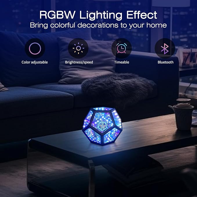 Infinity Mirror Light Infinite Dodecahedron Color Art Light for Gaming Room Decor 3D Hyper Cube RGBW Color Changing Night Lighting for Computer Gaming Desk Birthday Christmas Gift