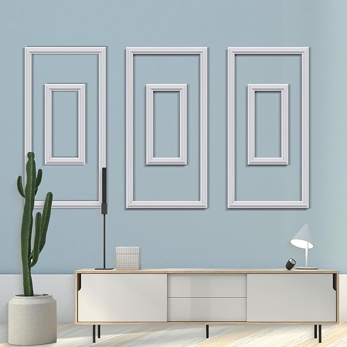 3 PCS Premade Wainscoting Panels Accent Wall Panels for Interior Wall Decor Easy DIY Build and Batten Chair Rail & Picture Frame Door Decor(12 x 24 + 6 x 12in)