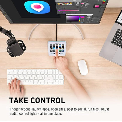 Macro Keypad, Stream Controller Deck Gaming Streaming Shortcut Keyboard, 18 Programmable Keys Customizable Visual AI Pad USB Soundboard for OBS, YouTube, Desk Office Setup, Laptop, PC, Mac