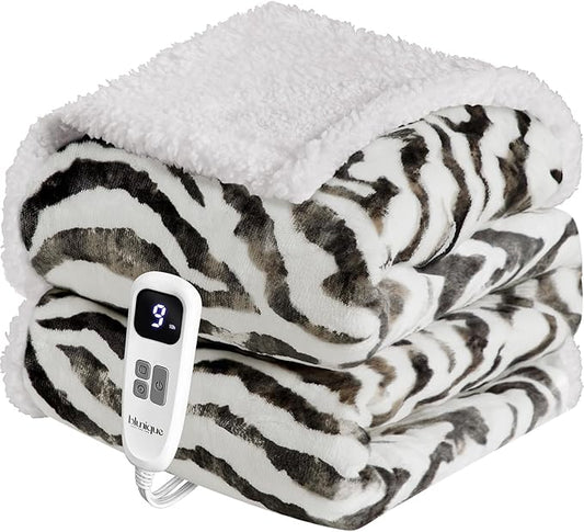 Heated Blanket Throw Electric Blanket – Fast Heating Blanket with 10 Heat Settings & 10 Hours Auto Off, Cozy Soft Fleece Sherpa, Washable, Warm Gifts for Grandma