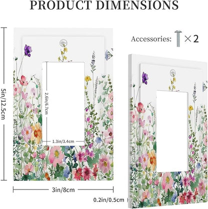 Decorative Outlet Covers Boho Colorful Flowers Plant Rustic Wildflower 1 Gang Single Rocker Light Switch Cover Plate Wall Plates GFCI Faceplate for Bed Room Bathroom Decor