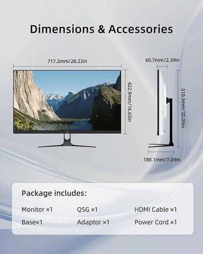 KTC 32 Inch 2K Computer Monitor, QHD (2560 x 1440) 120Hz Monitor with IPS Panel, Adaptive Sync, HDR10, HDMI/DP, Tilt Adjustable, VESA Compatible, Eye Care PC Monitor for Office Gaming, White