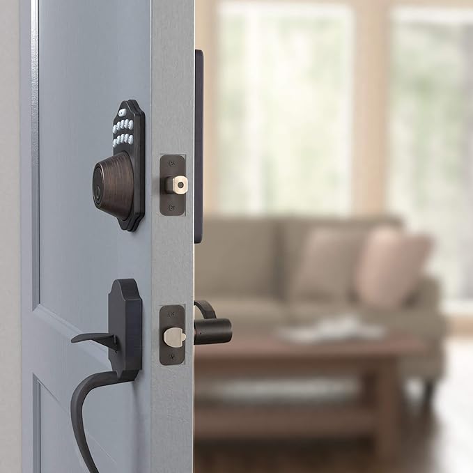 Amazon Basics Electronic Keypad Deadbolt Door Lock with Touch-Control Keyless Entry Door Lock, Keyed Entry Option, Traditional, Oil Bronze, 1-Pack