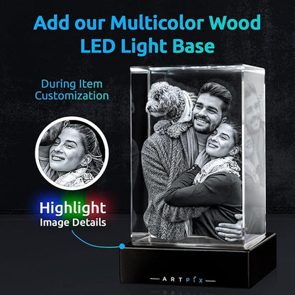 ArtPix 3D Crystal Photo, Christmas Personalized Gifts for Mom, Wife, Women, Her, Him, Men, Mother, Great Unique Customized Gift Idea With Your Own Photo, Custom Glass 3D Laser Etched Picture Wedding