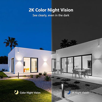 Outlet Powered Outdoor Security Camera with SD Card, 2.4Ghz/5Ghz WiFi Home Camera, Night Color, 2 Way Audio, 24/7 Recording, Human Detection, Cam for Baby/Nanny/Pet, Waterproof, No Monthly Fee