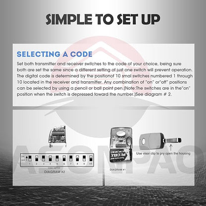 ASONPAO 2X Multi-Code 3089 MultiCode 308911 Linear MCS308911 Gate Opener Garage Door Opener Remote (3-Year-Warranty)