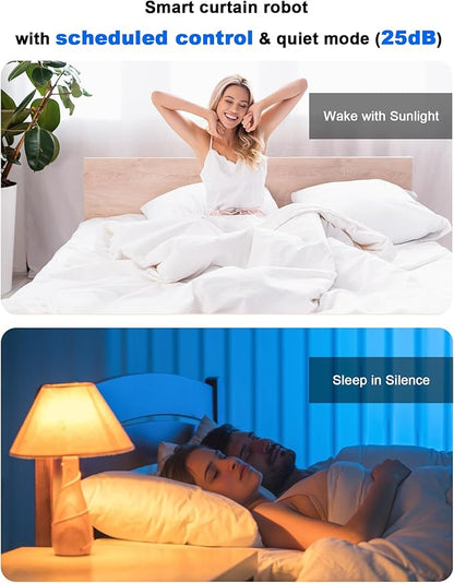 2025 Automatic Curtain Opener - Electric Curtains with Remote Smart Curtain Opener Electronic for Roman/U/T Rails, Bluetooth Curtain Opener with App/Timer, Compatible with Alexa and Google Home