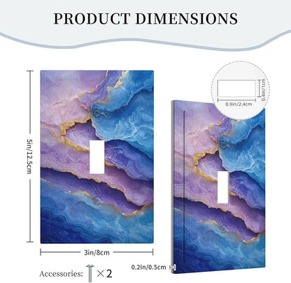 Decorative Light Switch Plate Covers Abstract Blue Purple Gold Marble Texture 1 Gang Light Switch Cover Plate Single Toggle Wall Plate Outlet Covers Faceplate for Bathroon Kitchen Decor