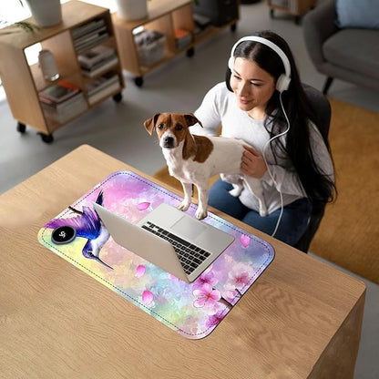 Heated Mouse Pad with 3 Temperature Settings(104°F–122°F),Large 24x14.2 Inch PU Leather Heated Desk Mat,Waterproof Warming Pad for Office,Gaming & Cold Hands Relief,Hummingbird Cherry Bloom