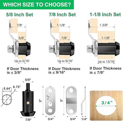2 Pack Tool Box Lock with Keys, 5/8" RV Storage Lock Keyed Alike, Cabinet Lock Cam Locks for Toolbox Lock Replacement Mailbox RV Compartment Locks with Manual (Black -2 Pack, 5/8 Inch)…