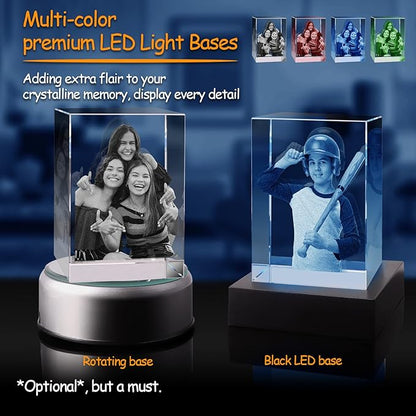 3Dpixdance 3D Crystal Photo (Large, Portrait), Christmas Personalized Gift, Personalized Gifts with Your Photo for Dad,Mom, Wife, Husband, Engraved 3D Crystal Picture, Customized Gift for Christmas, Birthday, Wedding, Anniversary, Memorial, Father’s Da...