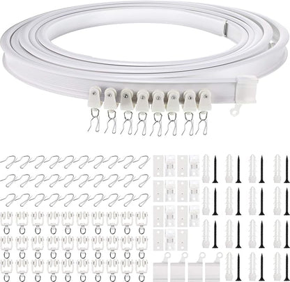 Jetec Curtain Tracks Ceiling Flexible Curtain Track Bendable Rail Curved Wall Mounted for Living Room Bedroom Divider Rod RV(5 Meter/ 16.4 Feet,White)