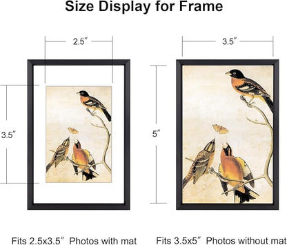 3.5x5 Picture Frame Set of 3, Black Metal Photo Frames with HD Glass, Fits 2.5x3.5 with Mat or 3.5x5 without Mat, Wall Hanging and Table Display