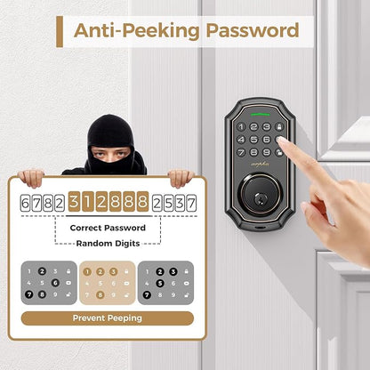 Arpha Keyless Entry Door Lock, WiFi Smart Keypad Front Door Deadbolt, Supports Amazon Alexa Voice Control, Google Assistant, Online App Control, Anti-Peeping Password, One-Time Code, Auto Lock