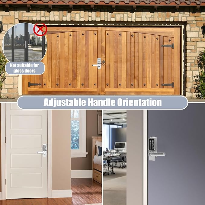 Mechanical Door Lock, Mechanical Push Button Lever Lock, Keyless Entry Commercial & Residential, Water-Proof Zinc Alloy, Easy to Install, for Garden, Yard, Garage