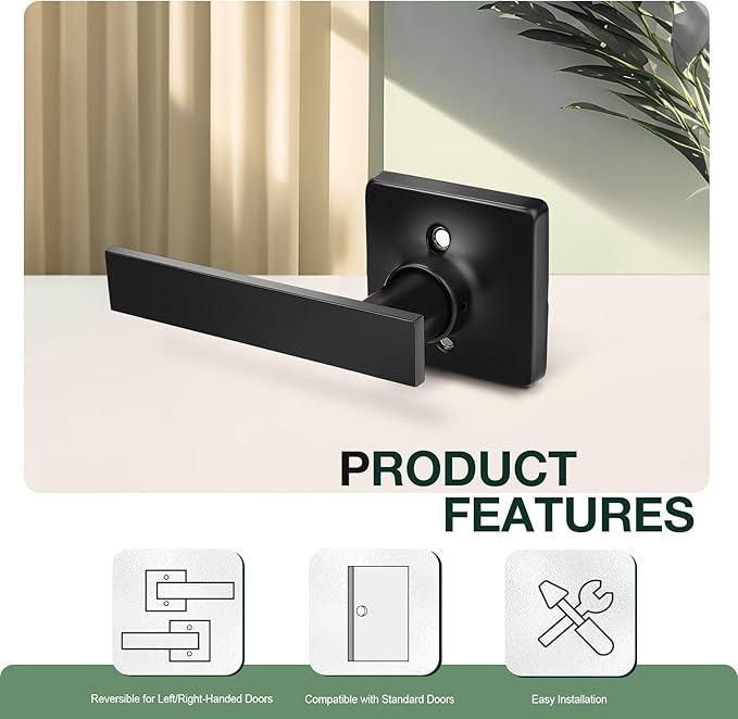 GOBEKOR 4 Pack Single Dummy Door Levers Matte Black Handles for Closet Half Dummy Levers Square Door Handle Pulls