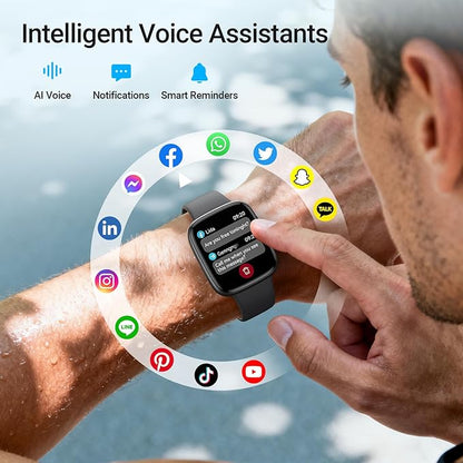 Fitpolo Smart Watch, 1.85" AMOLED Fitness Tracker with Bluetooth Call, Heart Rate/Sleep/SPO₂ Monitor, 100+ Sports Modes, 3ATM Waterproof Smartwatch for Android/iPhone/Samsung, Includes 2 Bands