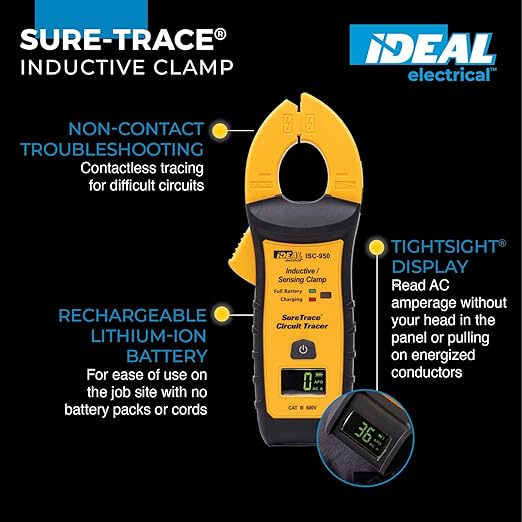 Ideal Electrical SureTrace Pro Circuit Tracer (61-950) 0-600 Volts AC/DC with Built-in Continuity Test, Amperage and Voltage Measurement, and Receptacle Testing — Find Breakers, Faults, and More
