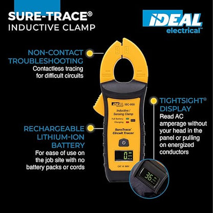 Ideal Electrical SureTrace Pro Circuit Tracer (61-950) 0-600 Volts AC/DC with Built-in Continuity Test, Amperage and Voltage Measurement, and Receptacle Testing — Find Breakers, Faults, and More