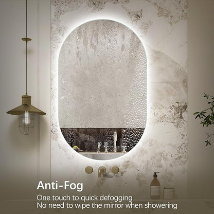 Niccy Oval LED Bathroom Vanity Mirror, 48x30inch Frameless Backlit Mirror with Light, Smart Anti-Fog Waterproof Mirror with Memory Function Dimmable Lighted Mirror