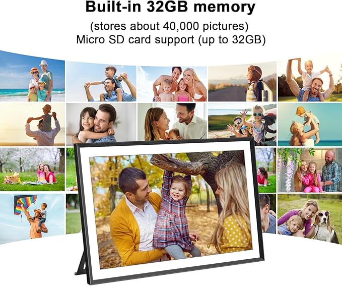 SSAWIFIFRAME Digital Picture Frame 15.6 inch Large 32GB WiFi Digital Photo Frame, Easy to Share Photos and Videos via Free App, IPS Touch Screen, Auto-Rotate, Send 50 Photos one time no Limit