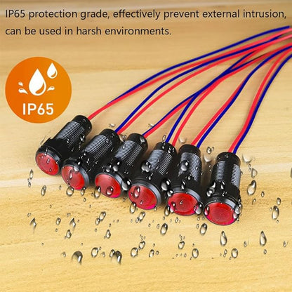 6pcs Red LED Indicator Pilot Light 110VAC Mounting Hole Size 10mm(Flame Retardant Plastic Shell)