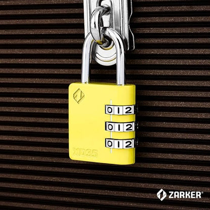 XD35 Combination Lock, 3-Digit Padlock for School, Gym, Sports, Locker Lock, Fence, Toolbox, Case, Outdoor, Hasp Storage (1-Pack, Yellow)