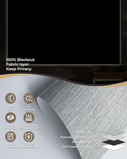 Motorized Roller Shade with Remote Control, 100% Blackout Electric 21-98” Width Blinds for Windows with Via Hub Alexa Google Home, Rechargeable Smart Automatic Customized Size（Texture-Grey）